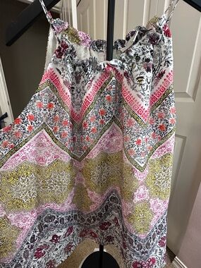 Boho Printed Spaghetti Strap Halter Top - Pink, Yellow, Black